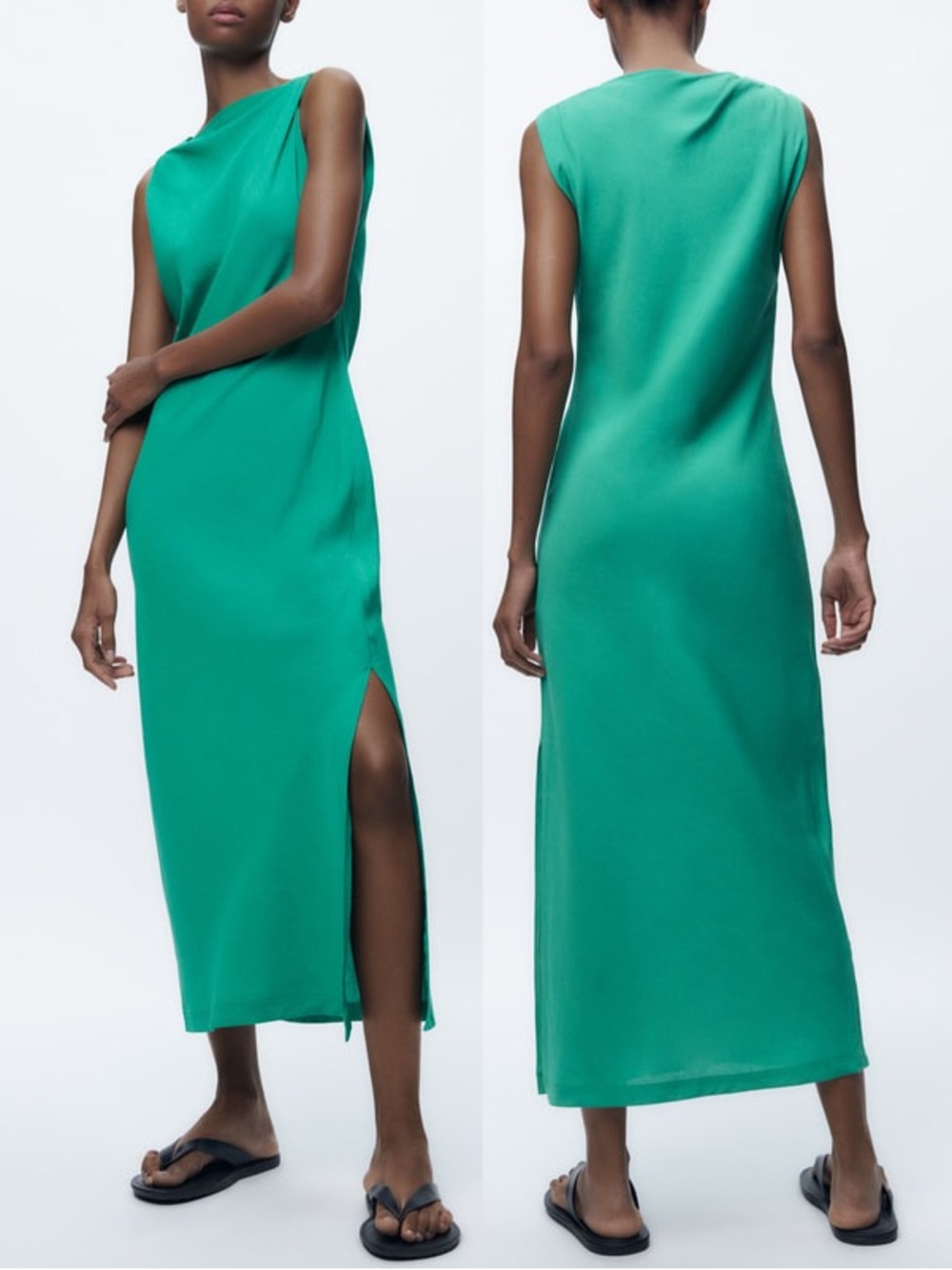 Zara linen midi dress with slit